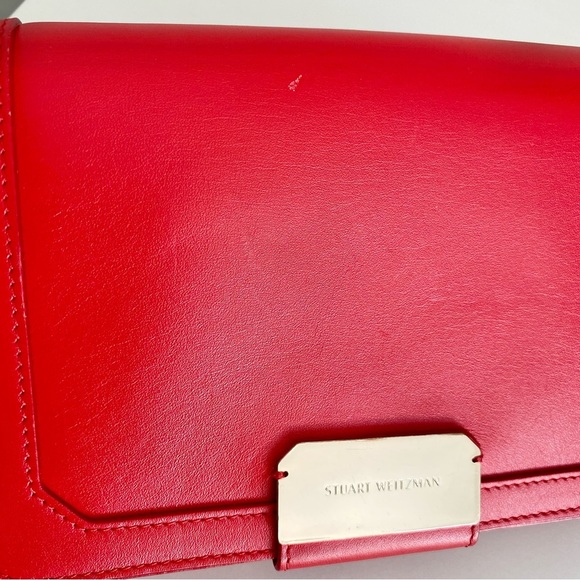 Stuart Weitzman NIB Red Leather Chain Crossbody - Picture 14 of 14